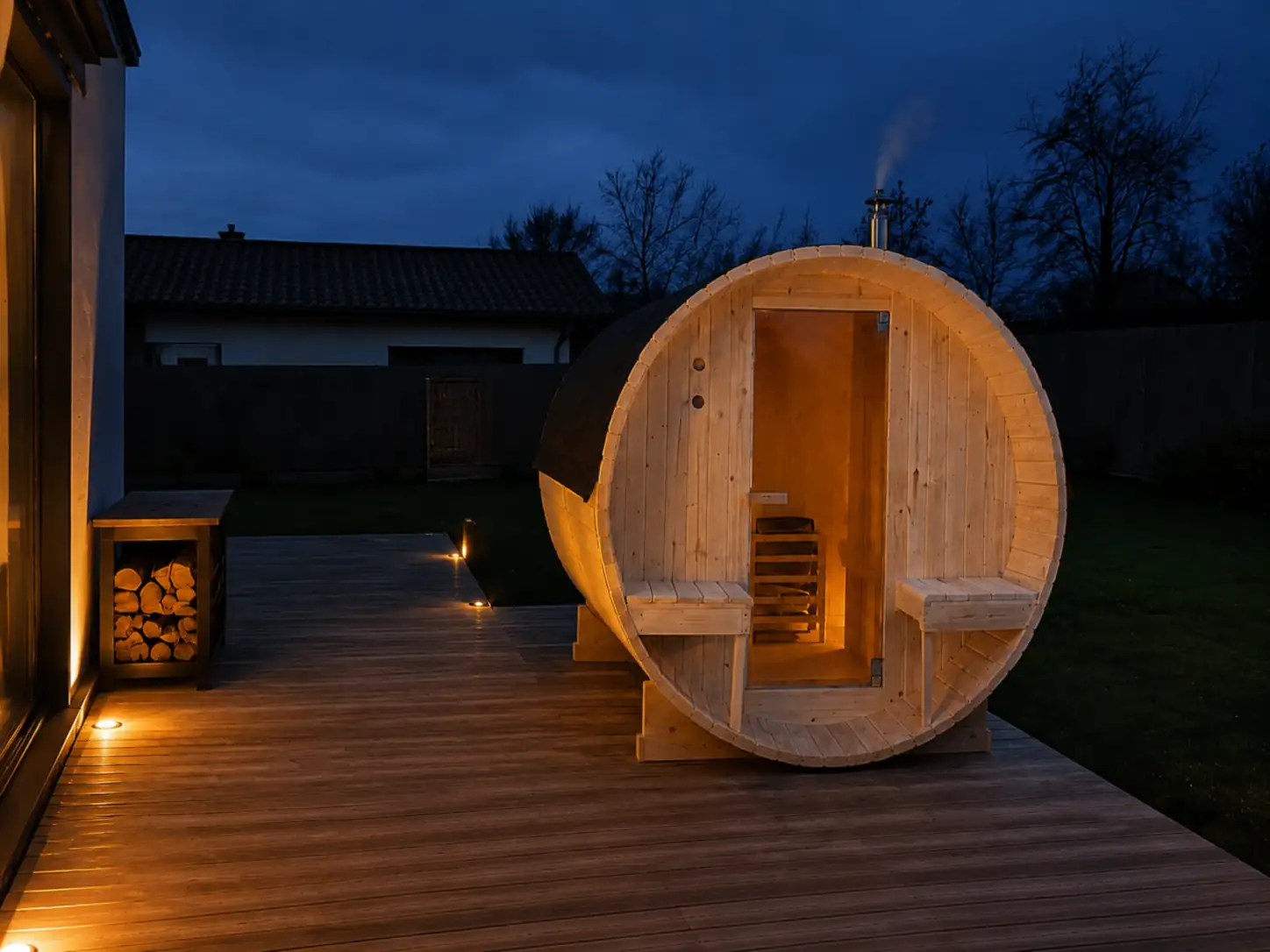 Sauna tonneau Home Deluxe Lahti Deluxe L de 195 x 220 cm pour 4 personnes